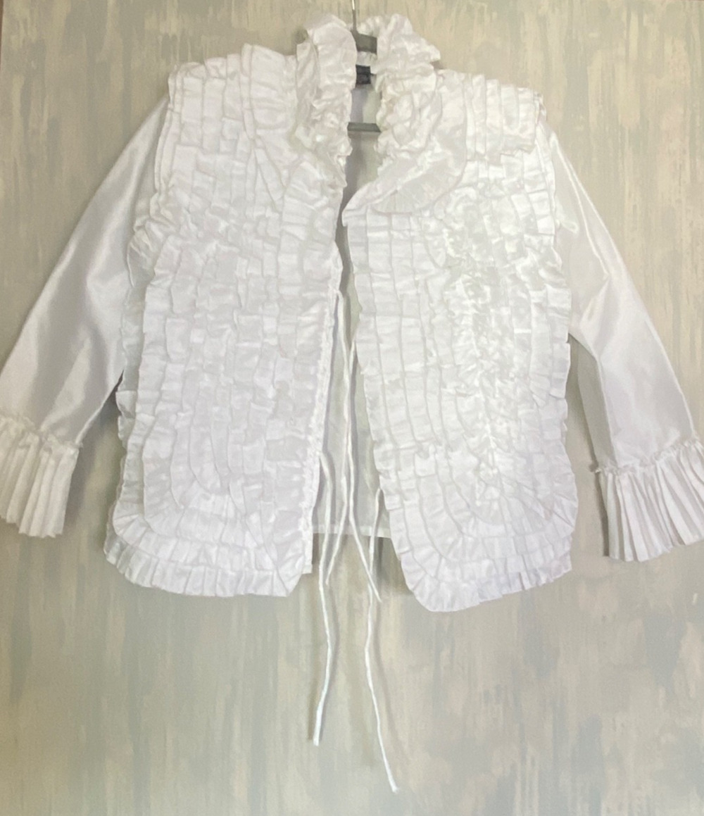 Vintage Fabulous Ruffled Jacket Chez Vous / Voux De France - White NEW - 10 M